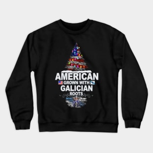 Christmas Tree  American Grown With Galician Roots - Gift for Galician From Galicia Crewneck Sweatshirt